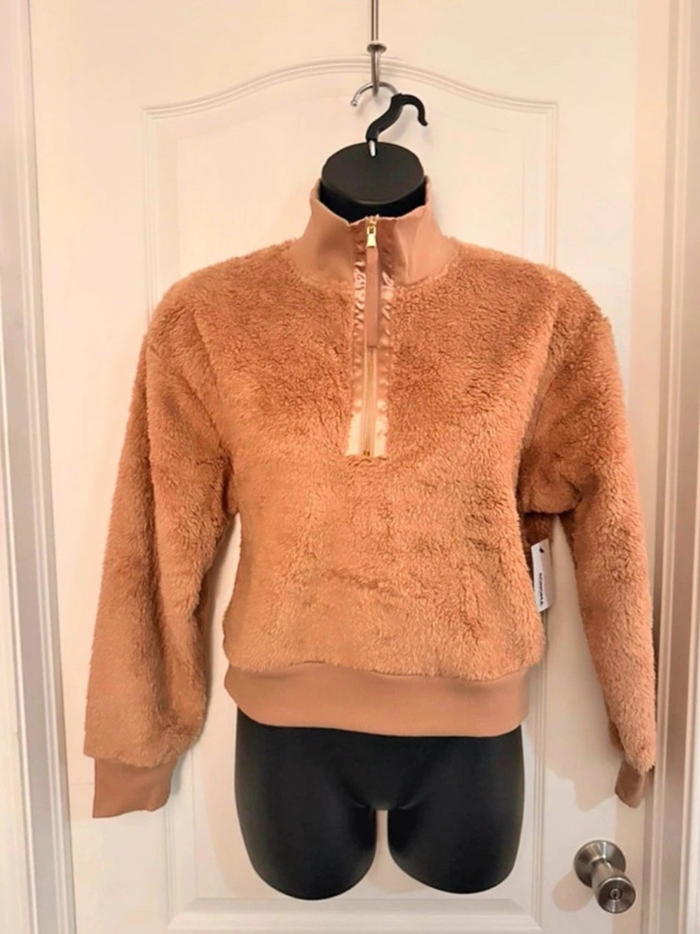 Sonoma Faux Fur Half-Zip Jacket Brown Size Medium NWT